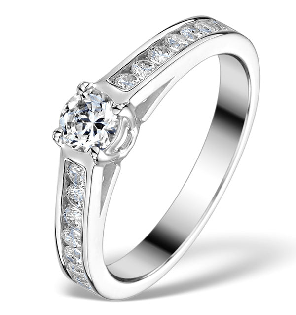 Sidestone Lab Diamond Ring Alexa 0.95ct H/Si1 18K White Gold